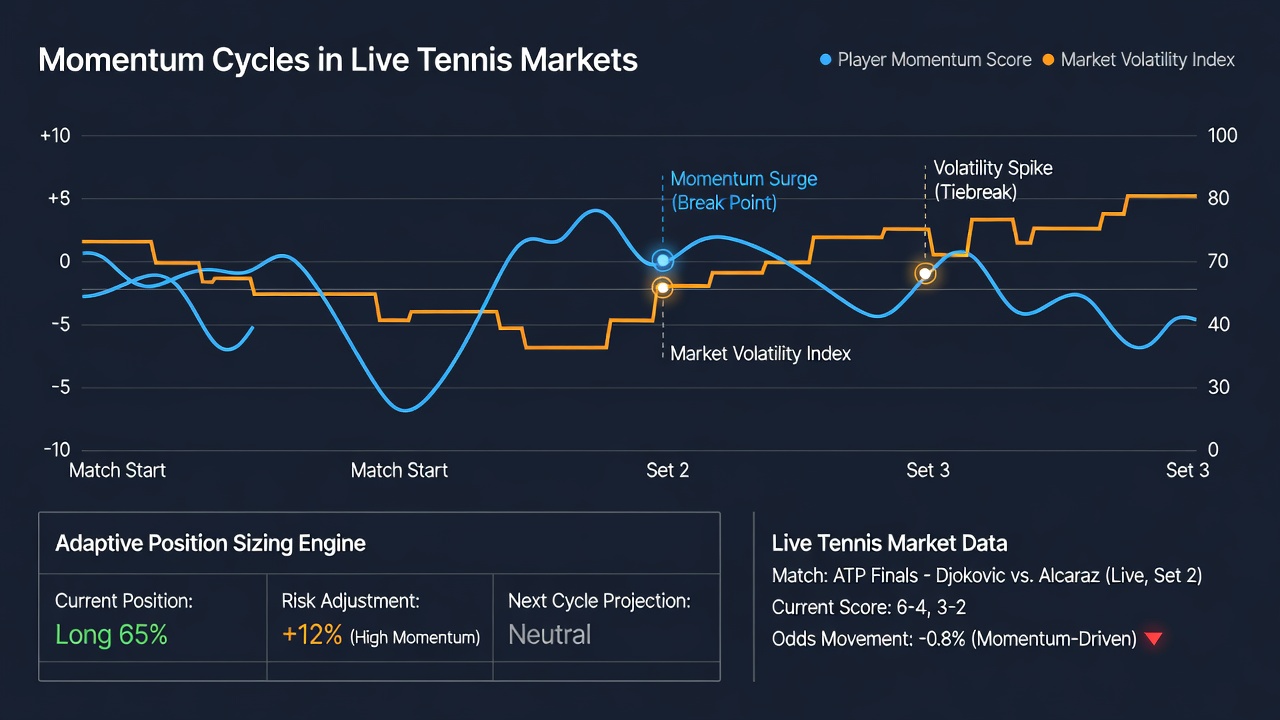 Graph illustrating stake size adjustments aligned with tennis momentum phases
