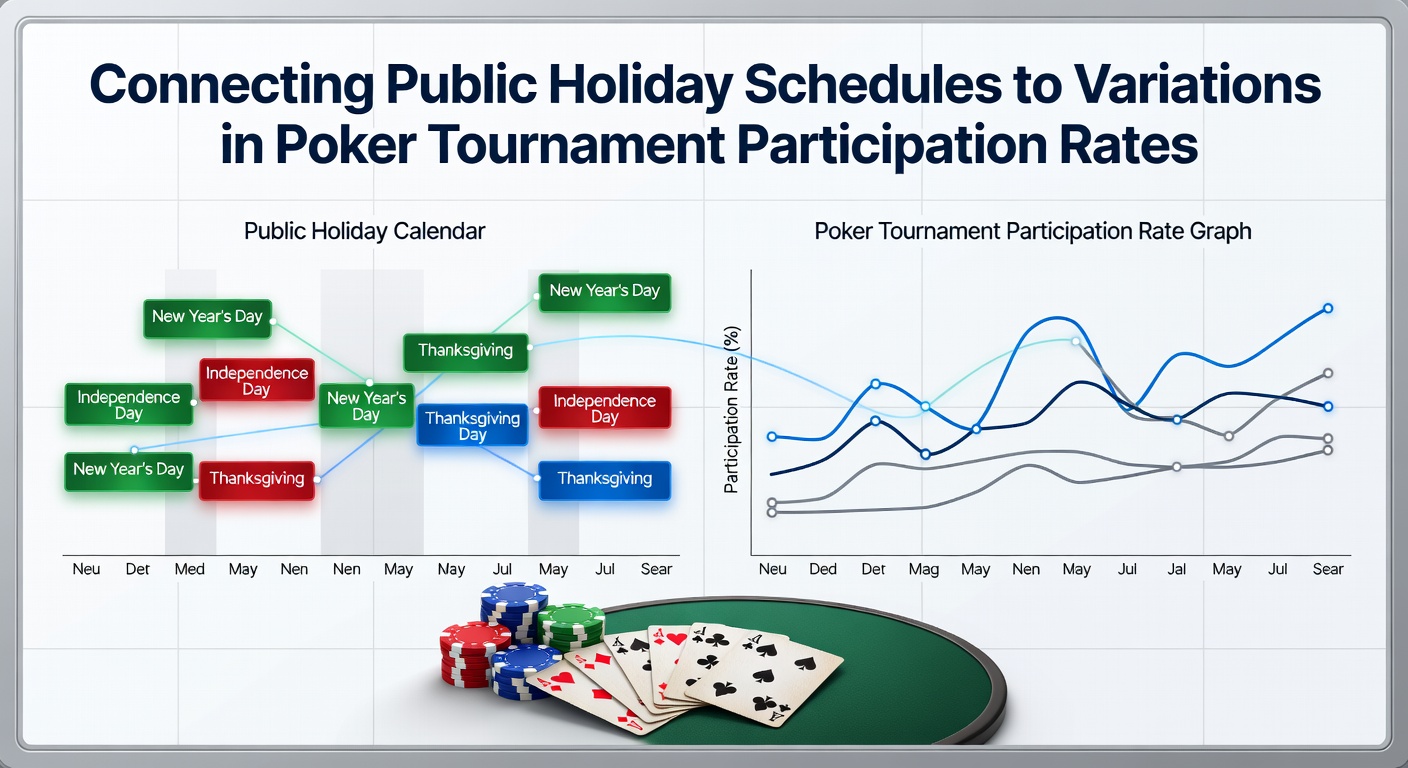 Poker tournament venue showing empty tables during a major public holiday period with signage indicating schedule adjustments