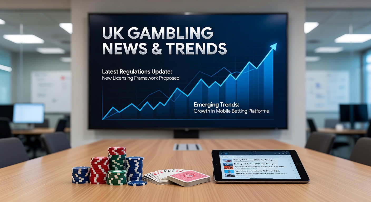 Graphic illustrating UK gambling industry shifts with icons of slot machines, tax documents, and regulatory symbols