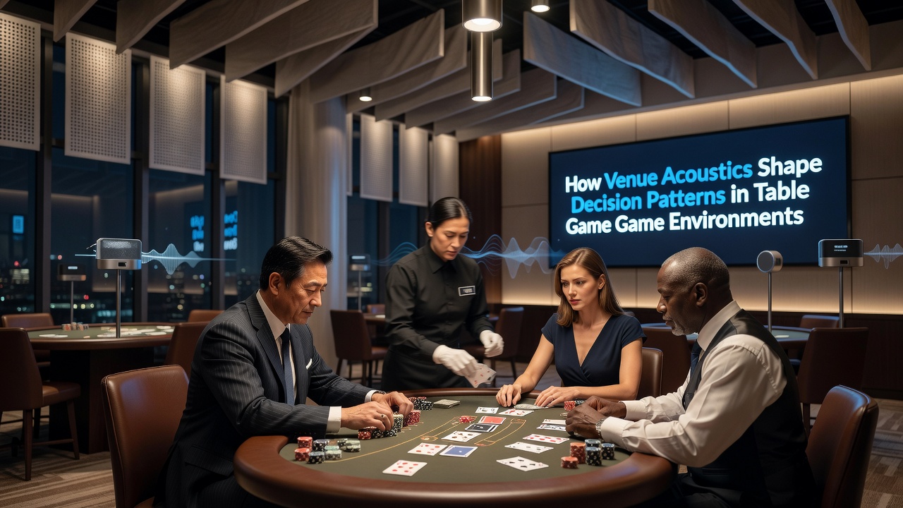 Casino table game area with controlled sound levels and players engaged in blackjack