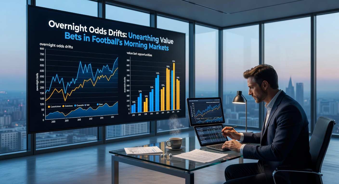 Graph showing overnight odds movements in a Premier League match, with lines drifting from evening to morning prices