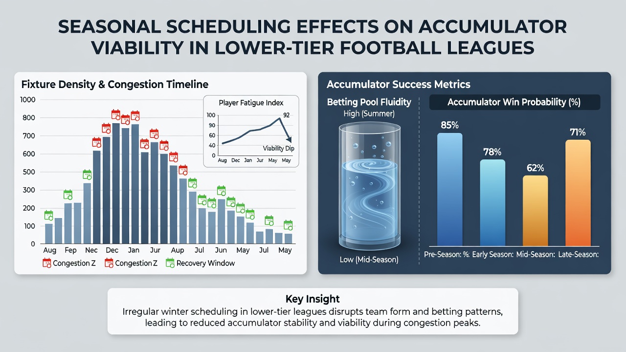 Data visualization of accumulator success rates correlated with fixture density in lower leagues