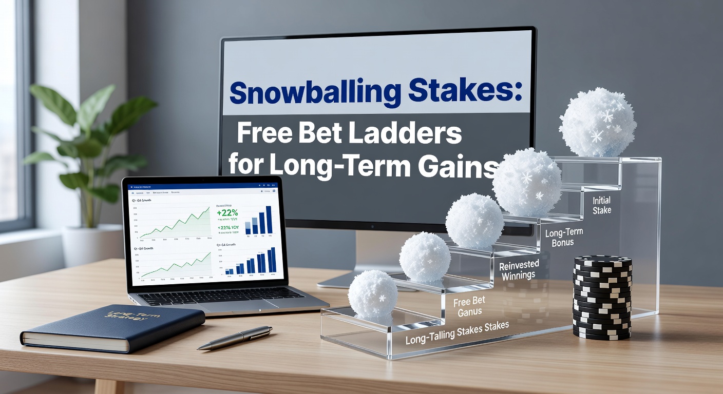 Visual representation of a ladder where each rung represents a free bet turning into bigger stakes, illustrating progressive growth in betting strategies