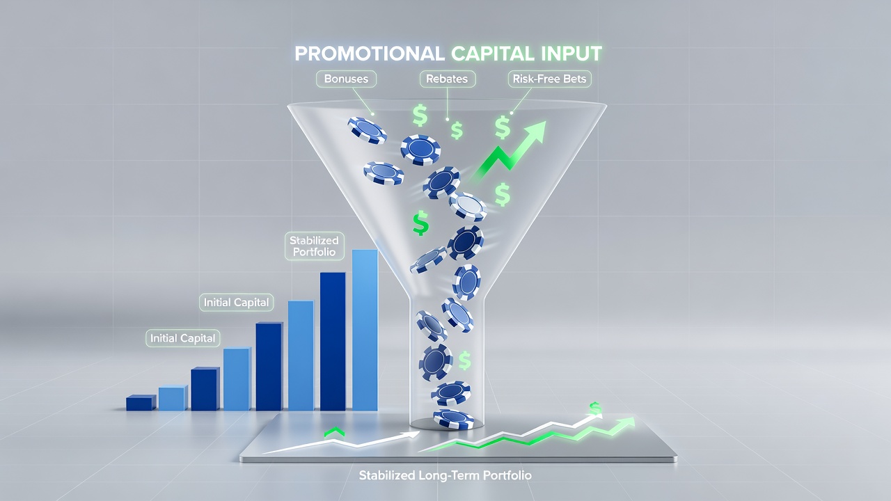 Chart displaying monthly balance trends with and without promotional capital allocation