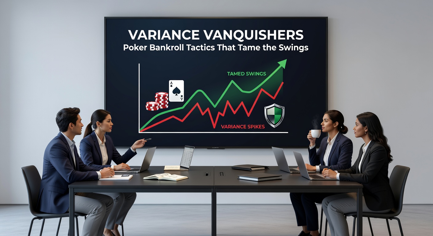 Graph depicting poker bankroll fluctuations over time, with upward trends from disciplined management overlaying wild variance swings